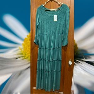 Smock Tiered Green Dress NWT!